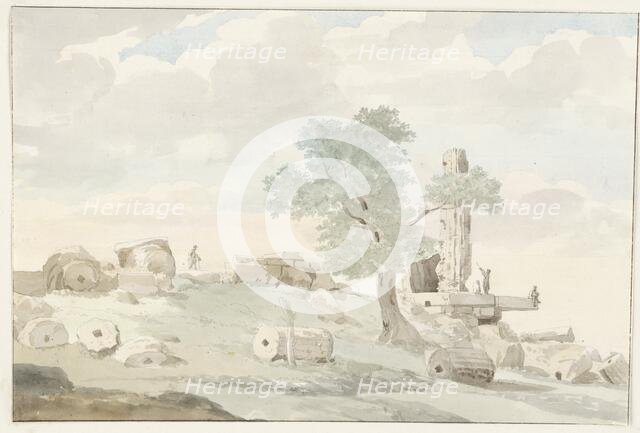 Remains of the Temple of Heracles within the walls of old Agrigento, 1778. Creator: Louis Ducros.