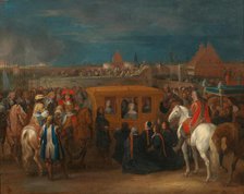 The solemn entry of Louis XIV, King of France and Queen Maria Theresa into Douai, c1667. Creator: Meulen, Adam Frans, van der (1632-1690).