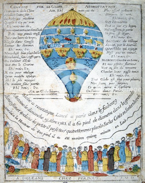 Song on the aerostatic sphere, 18th century. Artist: Unknown