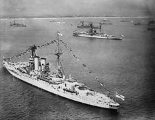 HMS 'Warspite' and other vessels at the Spithead Review off Gosport, Hampshire, 1924. Artist: Aerofilms.