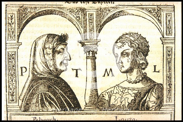 Petrarch and Laura, ca 1545. Creator: Burgkmair, Hans, the Elder (1473-1531).