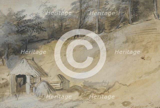 Sandy slope with a hut. Creator: Unknown.