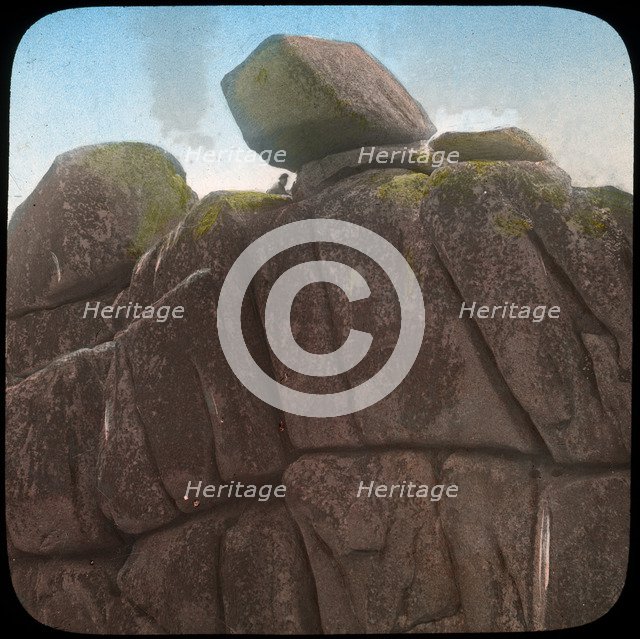Logan Rock, near Treen, Cornwall, late 19th or early 20th century. Artist: Church Army Lantern Department