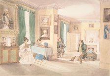 An Interior at Hatton, Warwickshire, 1820-30. Creator: Attributed to Granddaughters of Dr. Samuel Parr.
