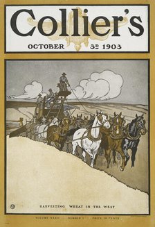 Collier's October 3rd, 1903, Harvesting Wheat in The West, Volume XXXII, Number 1..., c1903. Creator: Edward Penfield.