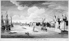 View of the Tower of London with boats and passengers on the River Thames, 1751. Artist: John Boydell