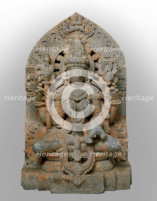 Four-Armed Sarasvati, Goddess of Learning, Seated in Lotus Position..., Hoysala period, 12th cent. Creator: Unknown.