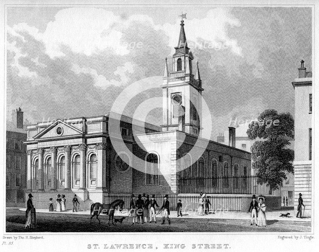 Church of St Lawrence, King Street, London, 19th century.Artist: J Tingle