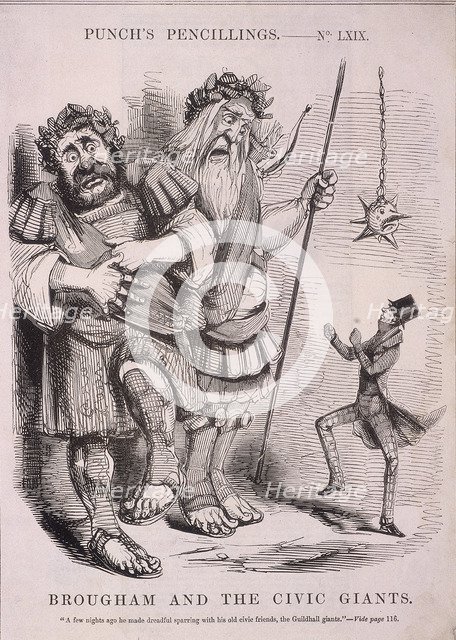'Brougham and the Civic Giants', 1848. Artist: Anon