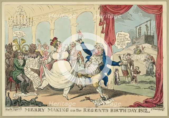 Merry making on the regents birth day, 1812, 1812. Artist: Cruikshank, George (1792-1878)