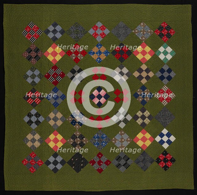 Bedcover ("Nine Patch" Quilt), United States, late 19th century. Creator: Unknown.