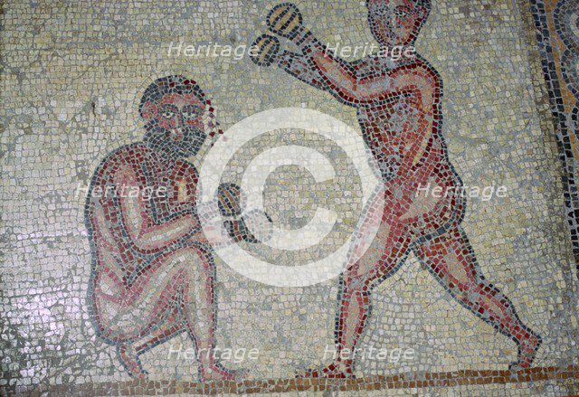 Roman mosaic of boxers. Artist: Unknown