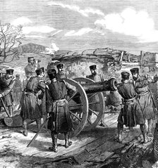 The War in Spain: a sketch in the battery of San Lorenzo, near Bilbao, 1874. Creator: Unknown.