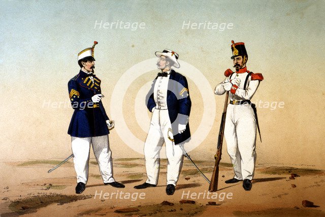 Reign of Isabella II, colonial troops, uniforms of the infantry troops, posted in the island of …