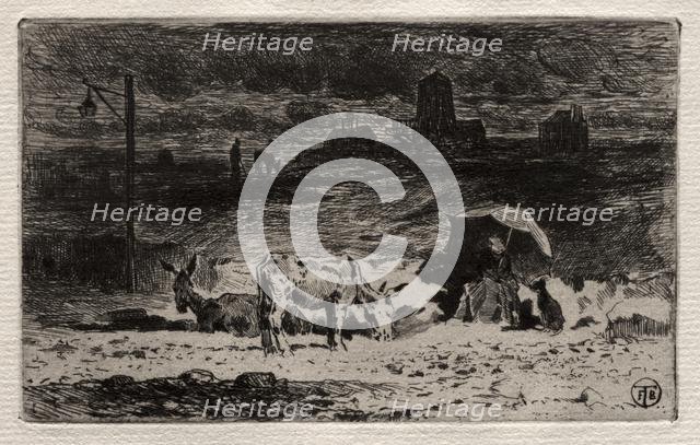 The Donkeys at the Hill of the Cailles, c. 1875. Creator: Félix Hilaire Buhot (French, 1847-1898).