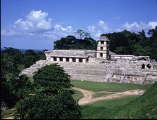 View of 'The Palace' in the Mayan ruins of Palenque.