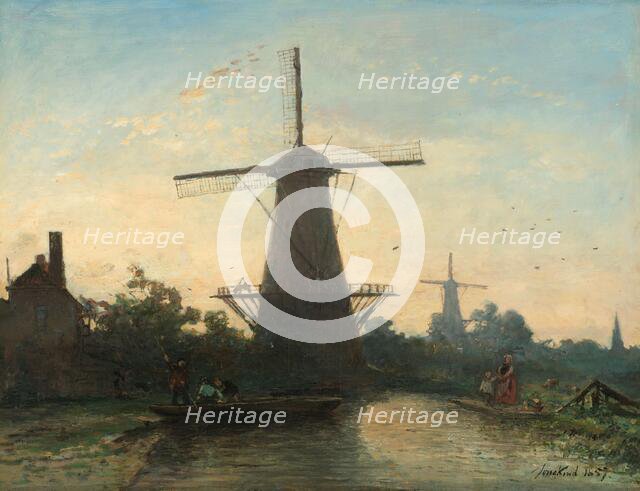 Windmills near Rotterdam, 1857. Creator: Johan Barthold Jongkind.
