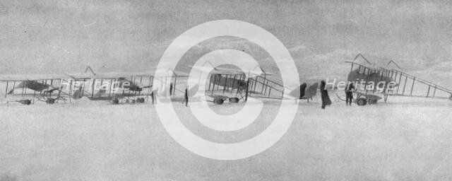 ''Escadrille francaise de Serbie surprise par un forte chute de neige pres de Prizrend.', 1916. Creator: Unknown.