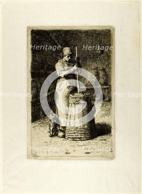 A Woman Churning, 1855. Creator: Jean Francois Millet.