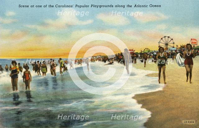 'Scene at one of the Carolinas' Popular Playgrounds along the Atlantic Ocean', 1942. Creator: Unknown.