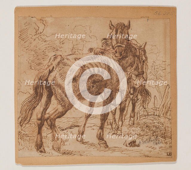 Two Horses, 1898. Creator: Christian Adolf Schreyer.
