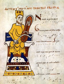King David playing a 'lyre', 10th-11th century. Artist: Unknown