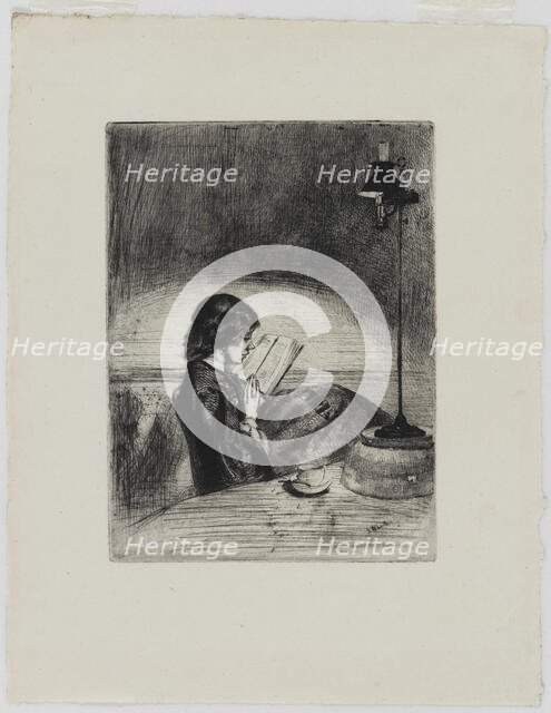 Reading by Lamplight, 1858. Creator: James Abbott McNeill Whistler.