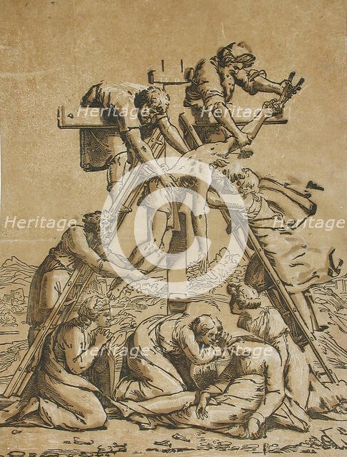 Descent from the Cross, between circa 1520 and circa 1527. Creators: Ugo da Carpi, Raphael.