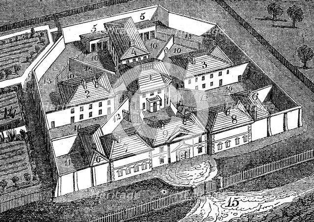 Huntingdon County Gaol and House of Correction, England, built c1828. Artist: Unknown