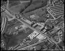 Belle Vue Cotton Spinning Mills and environs, Skipton, North Yorkshire, c1930s. Creator: Arthur William Hobart.