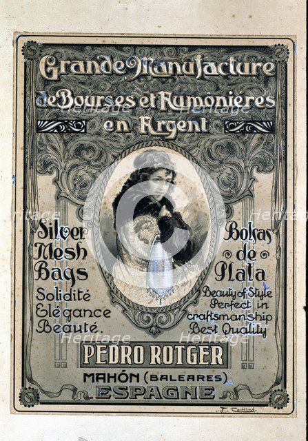 Poster of a costume jewellery factory in Mahon, Menorca. Ad of post Modernist style from the earl…