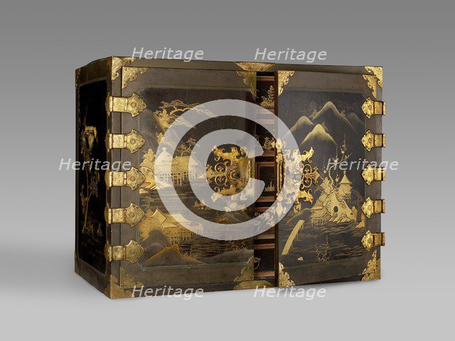 Cabinet with flowers and landscapes, 1640-1690. Artist: Unknown.