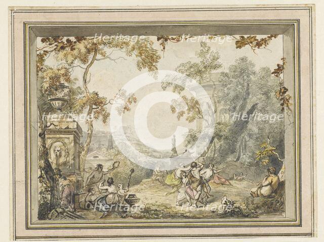 Design for a room painting: idyllic-arcadian landscape with classic buildings, 1752-1819. Creator: Juriaan Andriessen.