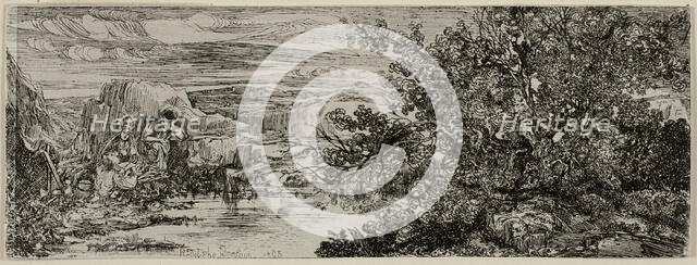 The Holy Family beside a Pool, 1865. Creator: Rodolphe Bresdin.