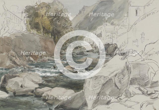 View at Lynmouth, Devon, 1849. Creator: James Holland.