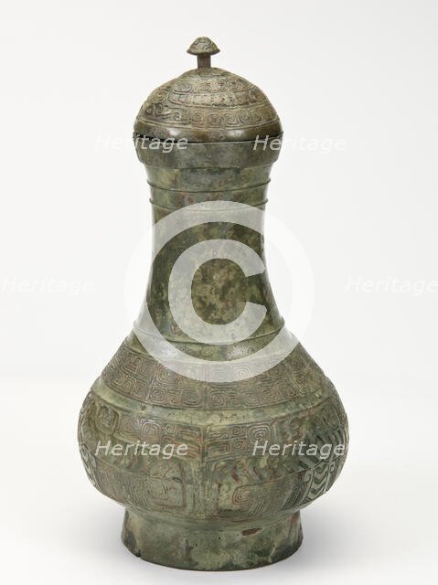 Lidded ritual vessel (hu) with birds and snake, Late Shang dynasty, ca. 1300-1200 BCE. Creator: Unknown.