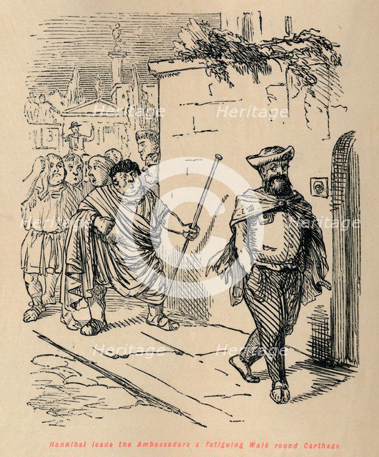 'Hannibal leads the Ambassadors a fatiguing Walk round Carthage', 1852. Artist: John Leech.