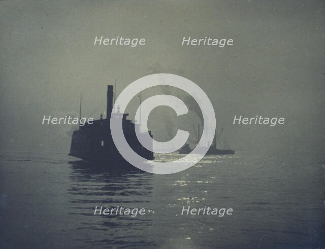 A ferry crossing a smooth body of water with other ships in the background, c1900. Creator: Frances Benjamin Johnston.