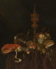 Still Life with Lobster and Fruit, probably early 1650s. Creator: Abraham van Beyeren.