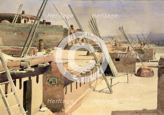 Street in the Pueblo of Zuni, New Mexico, 1888. Creator: De Lancey Gill.