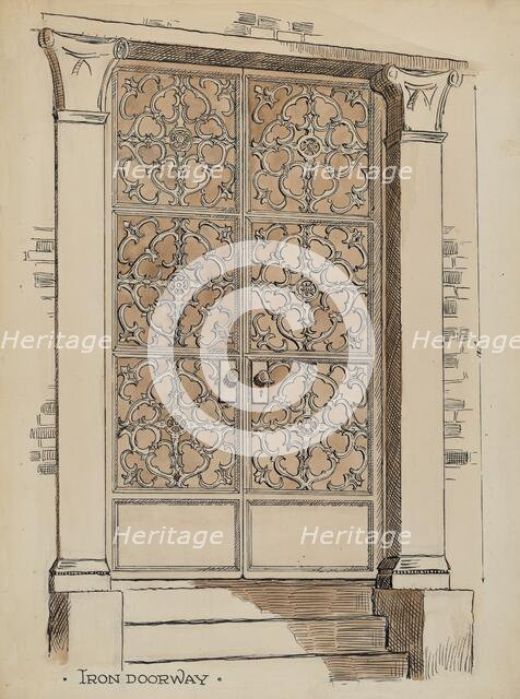 Wrought and Cast Iron Doorway, c. 1936. Creator: Al Curry.