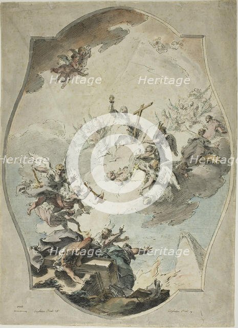 Faith Overcoming Heresy (recto); Tracing after Faith Overcoming Heresy (verso), 1779/91. Creator: Pietro Antonio Novelli.