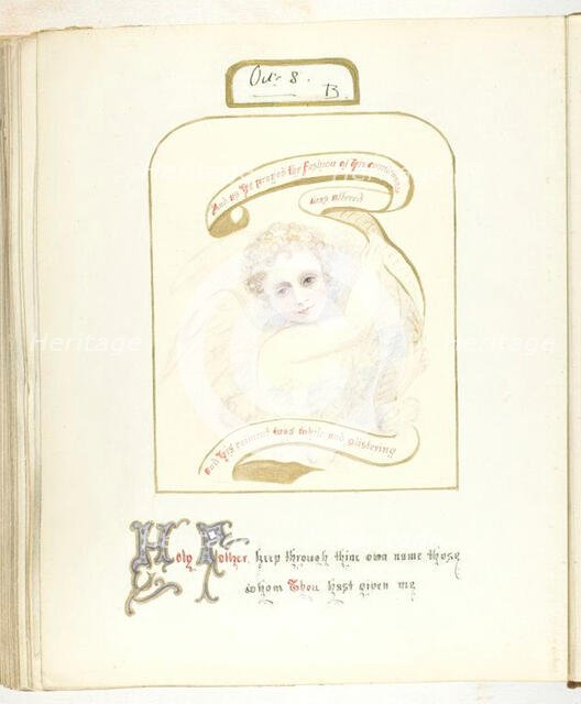 Untitled [cherub and religious text], 1855/68. Creator: Georgina Cowper.