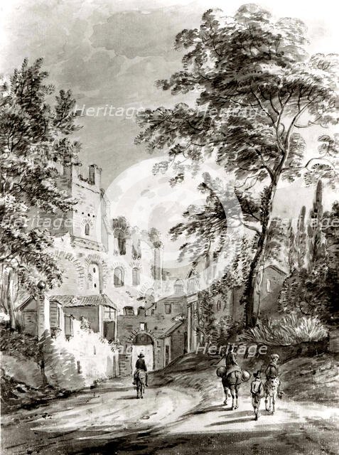 Travelers Entering a Town, 1751-1809. Creator: Paul Sandby.
