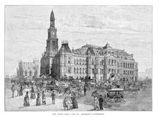 The Town Hall and St Andrew's Cathedral, Sydney, New South Wales, Australia, 1886. Artist: Unknown