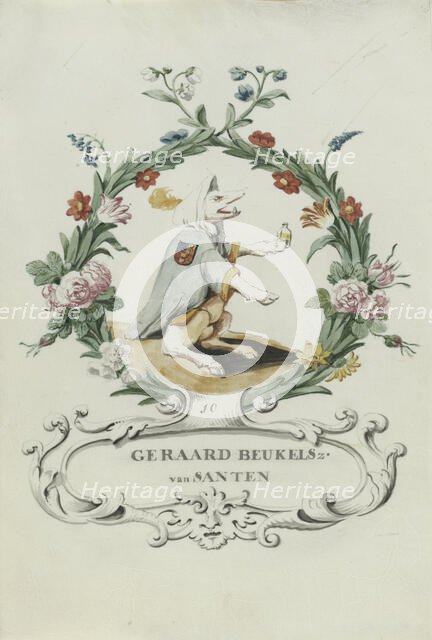 Cartoon of Geraard Beukelsz. Van Santen, 1710-1720. Creator: Anon.