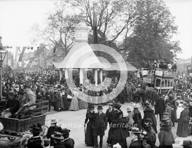 New clock tower, Magdalen College, Oxford, Oxfordshire, c1860-c1922. Artist: Henry Taunt