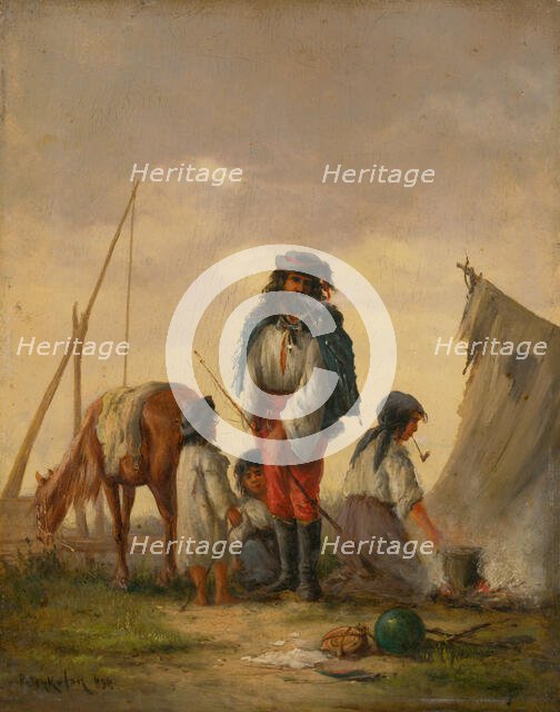 Gypsy family, 1868. Creator: August von Pettenkofen.