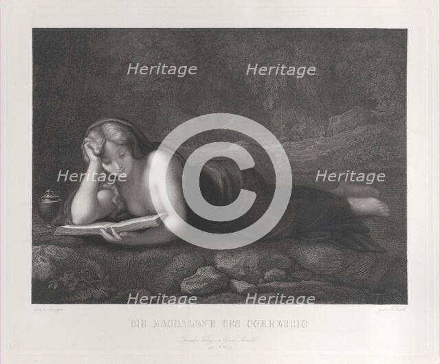 Mary Magdalene reading in the desert, 1827-75. Creator: Johann Heinrich Friedrich Ludwig Knolle.
