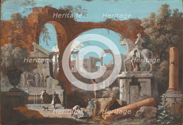 A Capriccio of Roman Ruins, 1727/1729. Creator: Marco Ricci.